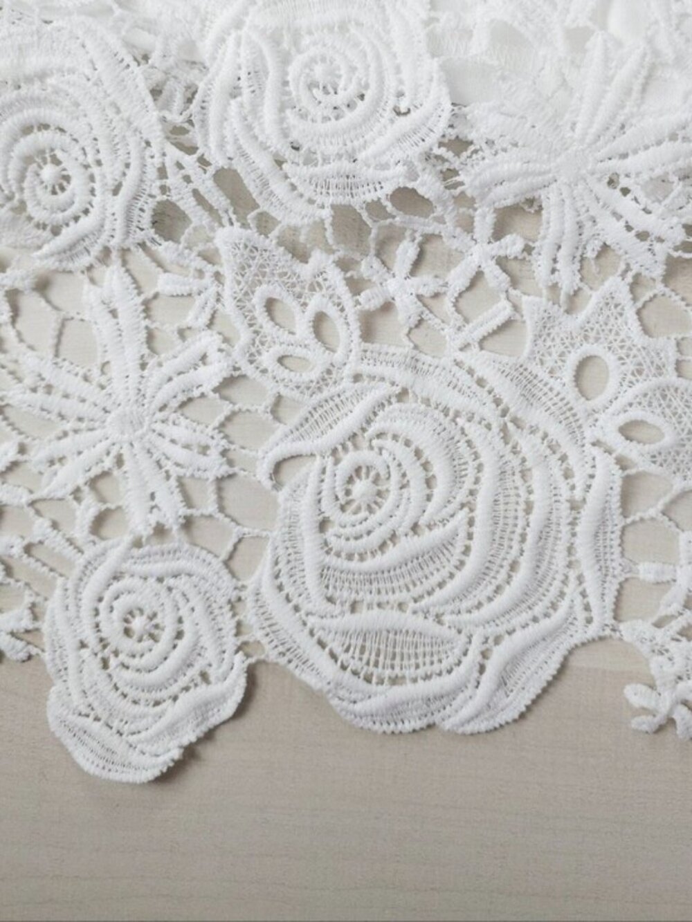 New Floral Embroidered Lace Sheer Mock Neck Scalloped Midi Dress White - Picture 12 of 14